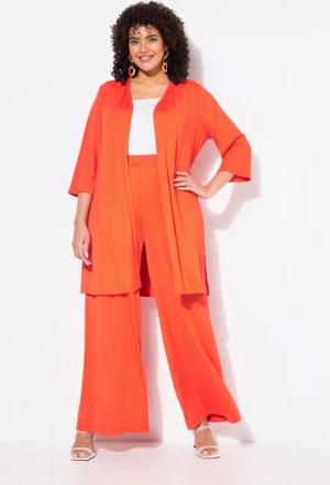 Ulla Popken Longshirt Longjacke Rippjersey offene