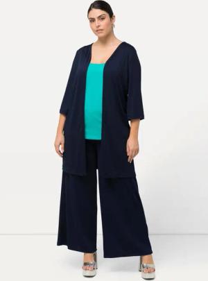 Ulla Popken Longshirt Longjacke Rippjersey offene