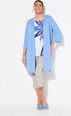 Ulla Popken Longshirt Longjacke Rippjersey offene