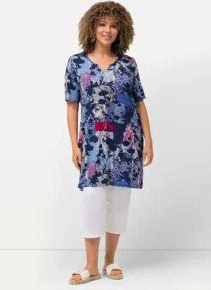 Ulla Popken Longshirt T-Shirt Patchdruck A-Linie