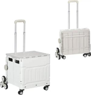 HOMCOM Einkaufstrolley Klappbar Einkaufswagen mit Verstellbarem