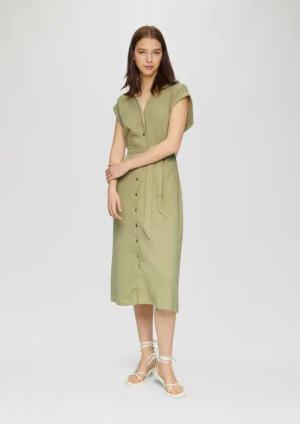 QS Minikleid Ärmelloses Hemdblusenkleid mit Bindegürtel