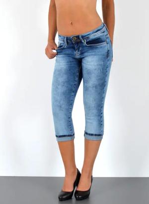 ESRA Caprijeans Damen 3/4 Jeans Hüftjeans