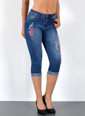ESRA Caprijeans Damen 3/4 Jeans Hüftjeans
