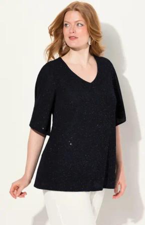 Ulla Popken T-Shirt Shirt A-Linie Glanz-Effekt