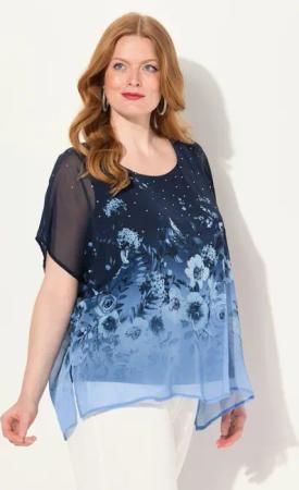 Ulla Popken Druckbluse Blusenshirt oversized Chiffon