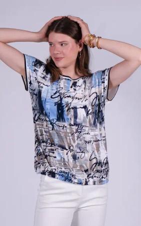 Passioni Print-Shirt Modernes T-Shirt in Blau