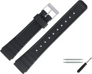 MARBURGER Uhrenarmband 20mm Kunststoff PVC Schwarz