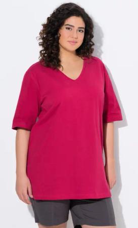 Ulla Popken T-Shirt T-Shirt V-Ausschnitt Relaxed