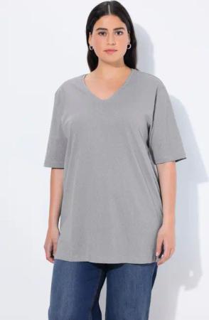 Ulla Popken T-Shirt T-Shirt V-Ausschnitt Relaxed