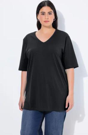 Ulla Popken T-Shirt T-Shirt V-Ausschnitt Relaxed