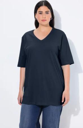 Ulla Popken T-Shirt T-Shirt V-Ausschnitt Relaxed