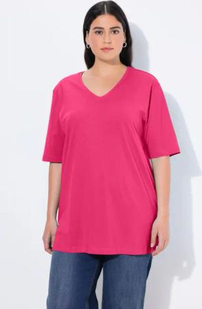 Ulla Popken T-Shirt T-Shirt V-Ausschnitt Relaxed