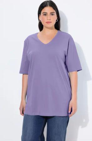 Ulla Popken T-Shirt T-Shirt V-Ausschnitt Relaxed