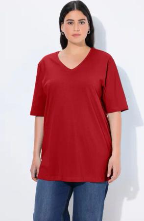 Ulla Popken T-Shirt T-Shirt V-Ausschnitt Relaxed
