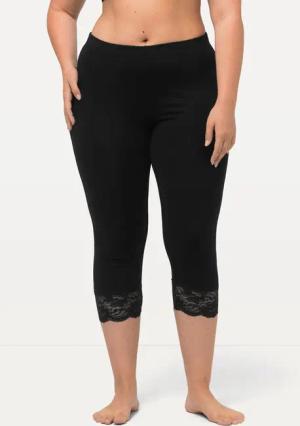 Ulla Popken Caprihose Capri elastischer Spitzensaum
