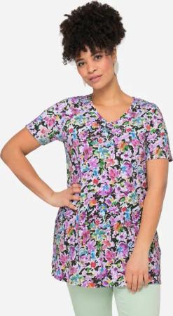 MIAMODA T-Shirt T-Shirt Blumenmuster V-Ausschnitt Halbarm