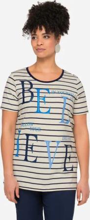 MIAMODA T-Shirt Ringelshirt BELIEVE Rundhals Halbarm