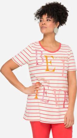 MIAMODA T-Shirt Ringelshirt BELIEVE Rundhals Halbarm