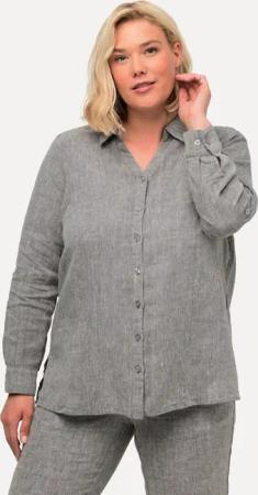 Ulla Popken Hemdbluse Bluse Leinen offener