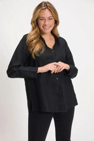 Ulla Popken Hemdbluse Bluse Leinen offener
