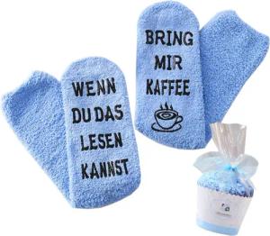 Lucadeau Kuschelsocken mit Spruch "bring mir