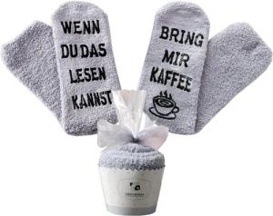 Lucadeau Kuschelsocken mit Spruch "bring mir