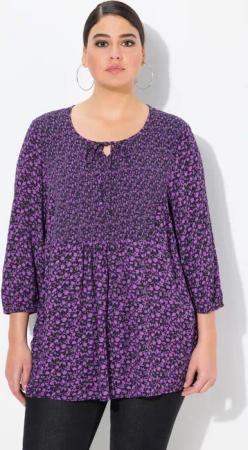 Ulla Popken Tunika Bluse A-Linie Smok-Einsatz