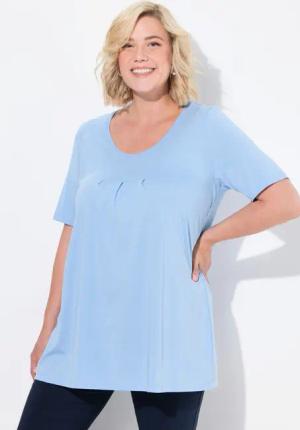 Ulla Popken T-Shirt T-Shirt Zierfalten A-Linie