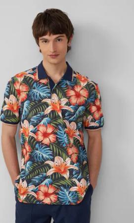 s.Oliver Kurzarmshirt Poloshirt aus Baumwolle mit