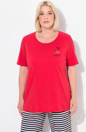 Ulla Popken Pyjama Pyjamashirt Herzen Halbarm