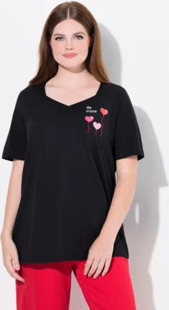 Ulla Popken Pyjama Pyjamashirt Herzen Halbarm