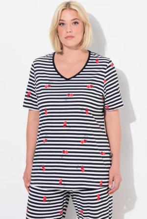 Ulla Popken Pyjama Pyjamashirt Herzen Halbarm