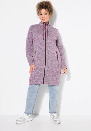 Ulla Popken Sweatjacke Strickfleecejacke Stehkragen längerer
