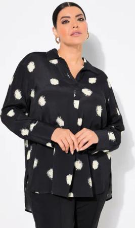 Ulla Popken Longbluse Tunika Tupfen Zierfalte