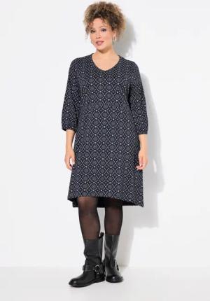 Ulla Popken Jerseykleid Jerseykleid A-Linie V-Ausschnitt