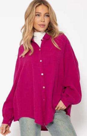 SASSYCLASSY Longbluse Oversize Musselin Bluse Damen