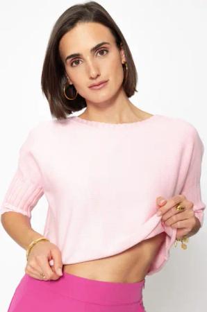 SASSYCLASSY Strickpullover Kurzarm Strickpullover Damen mit