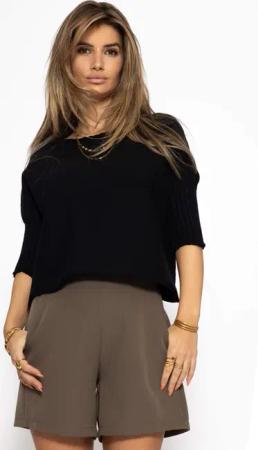 SASSYCLASSY Strickpullover Kurzarm Strickpullover Damen mit