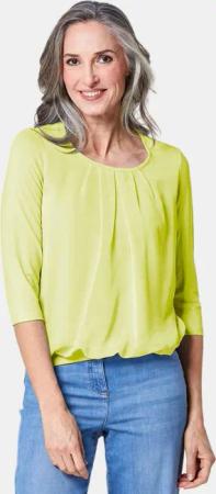 GOLDNER Shirtbluse Chiffon-Shirt gelb, Rundhals