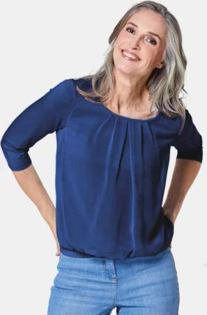 GOLDNER Shirtbluse Chiffon-Shirt gelb, Rundhals