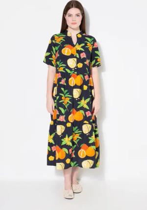 Ulla Popken Maxikleid Maxikleid Volantsaum A-Linie