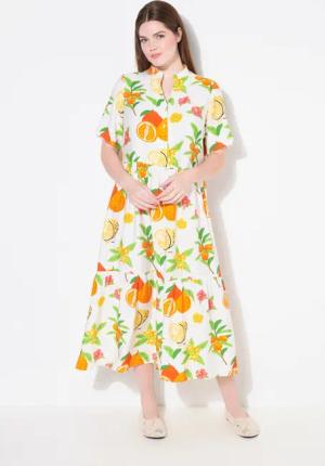 Ulla Popken Maxikleid Maxikleid Volantsaum A-Linie
