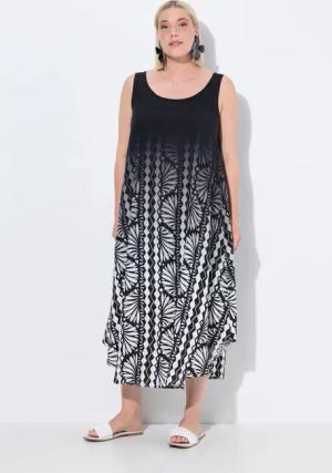 Ulla Popken Maxikleid Midikleid Muscheln A-Linie