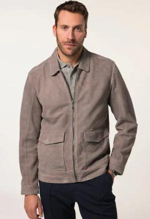 JP1880 Lederjacke Lederjacke Leder Lammvelours Rückenbadge