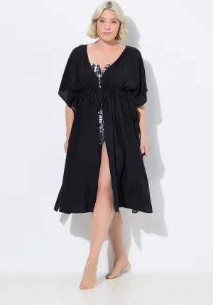 Ulla Popken Strandkleid Kaftan Oversized V-Ausschnitt