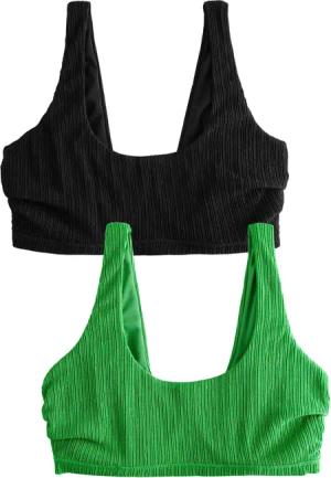 Next Bügel-Bikini-Top 2er-Pack gerippte Bikini-Kurztops, DD+