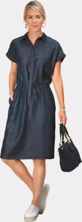 GOLDNER Blusenkleid Modernes Tencel-Kleid mit Bindedetail