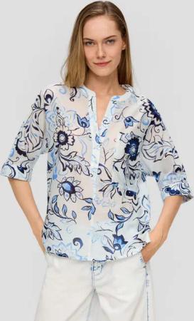s.Oliver Kurzarmbluse Baumwollbluse mit Fledermausärmeln und