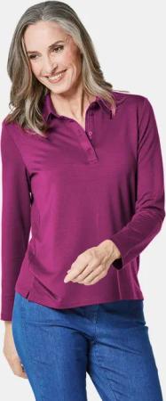GOLDNER Poloshirt Langarm Poloshirt mit Schmuckband